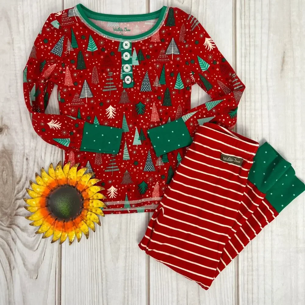 matilda jane holiday trees klara snug pajama‎ set 4T